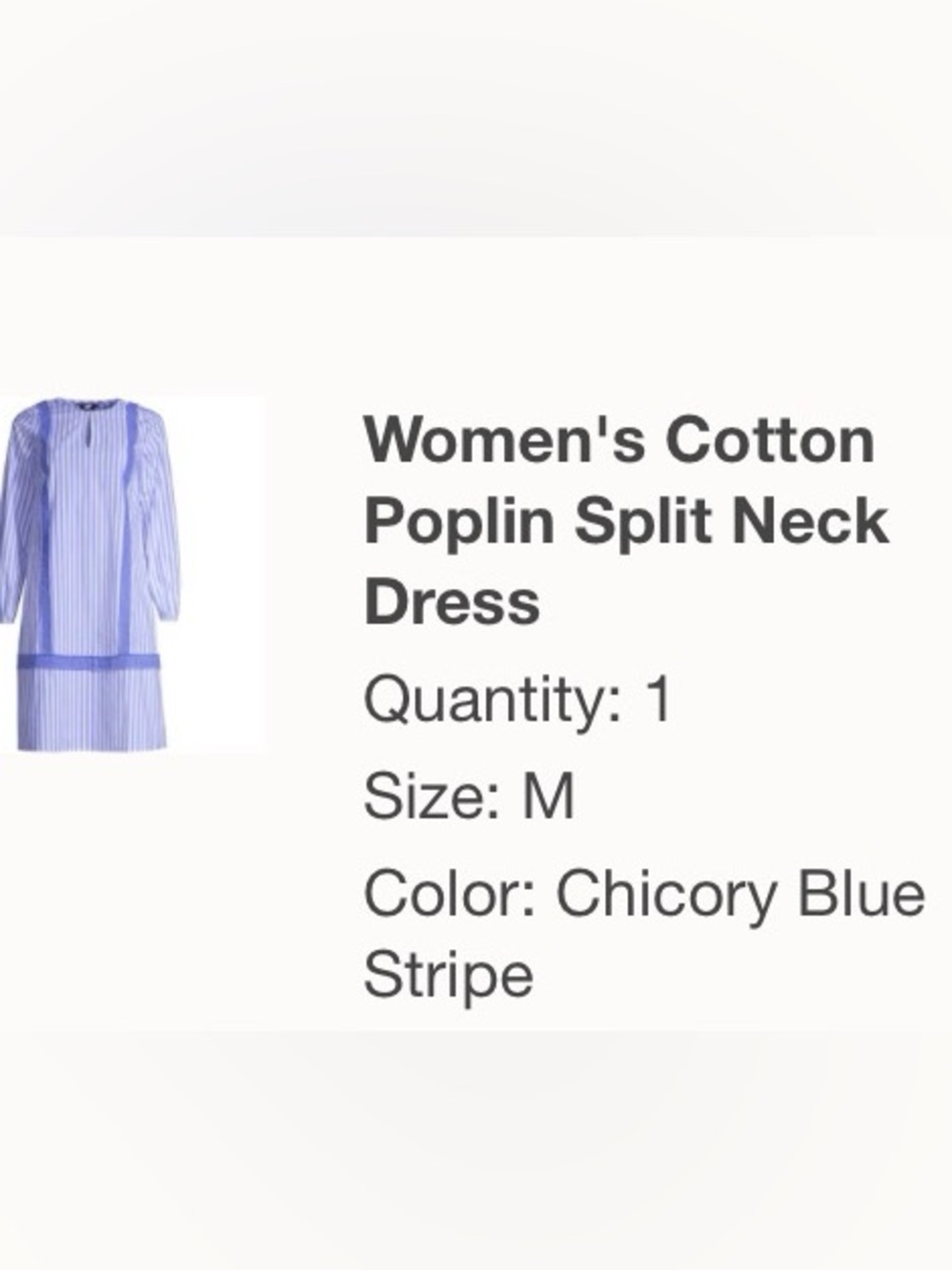 NIP. Cotton Poplin Split Neck Stripe Dress in Chicory Blue